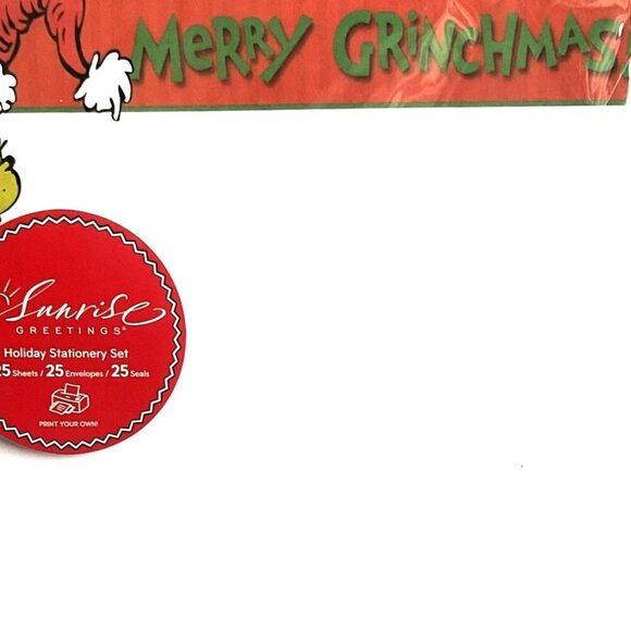 DR SEUSS "MERRY GRINCHMASS" "HAPPY WHO YEAR" SUNRISE GREETING STATIONERY SET - Picture 3 of 8
